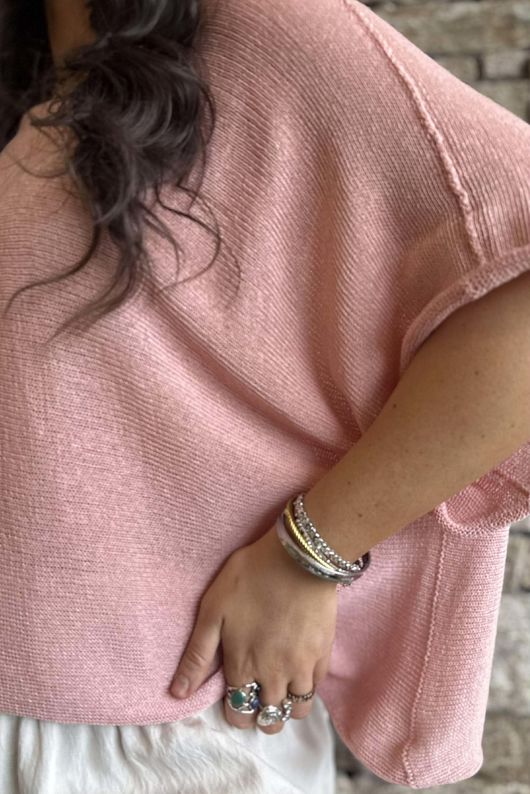 Conrad Boxy Cotton Knit Rose